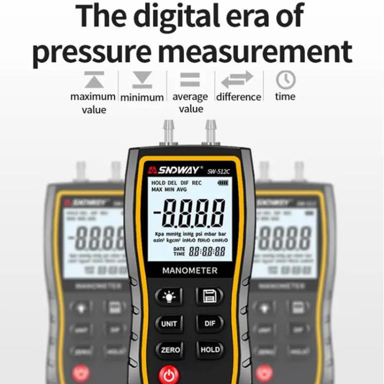 SNDWAY SW-512A Digital Handheld Differential Pressure Gauge Negative Pressure Tester - Other Tester Tool by SNDWAY | Online Shopping UK | buy2fix
