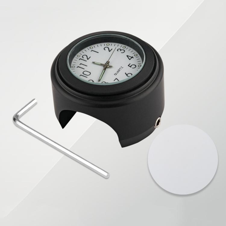 Aluminum Alloy Plating Motorcycle Handlebar Clock(Black Shell White Background) by buy2fix