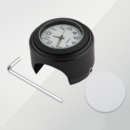 Aluminum Alloy Plating Motorcycle Handlebar Clock(Black Shell White Background) by buy2fix