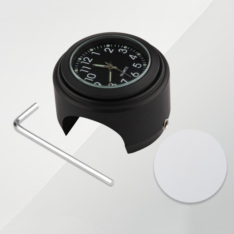 Aluminum Alloy Plating Motorcycle Handlebar Clock(Black Shell Black Background) by buy2fix