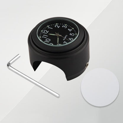 Aluminum Alloy Plating Motorcycle Handlebar Clock(Black Shell Black Background) by buy2fix