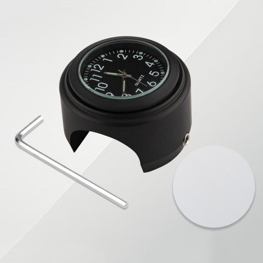 Aluminum Alloy Plating Motorcycle Handlebar Clock(Black Shell Black Background) by buy2fix