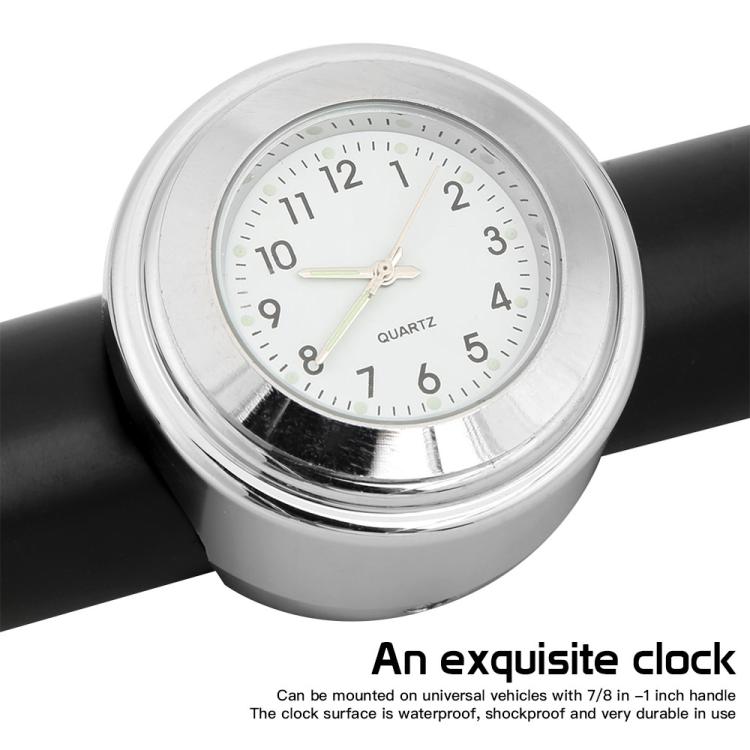 Aluminum Alloy Plating Motorcycle Handlebar Clock(Black Shell Black Background) by buy2fix