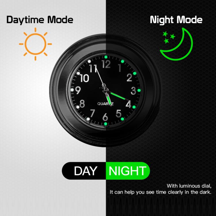 Aluminum Alloy Plating Motorcycle Handlebar Clock(Silver Shell Black Background) by buy2fix