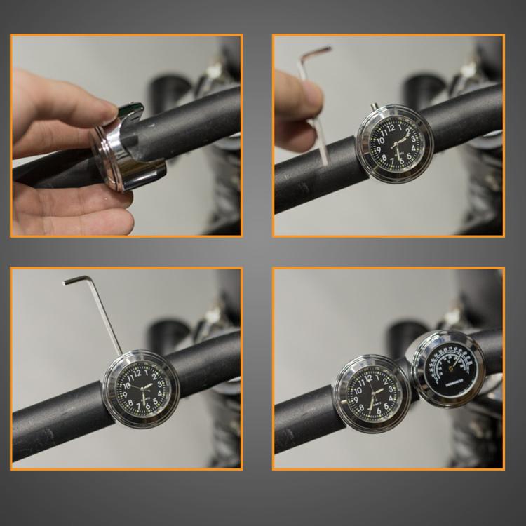 Aluminum Alloy Plating Motorcycle Handlebar Clock(Silver Shell Black Background) by buy2fix