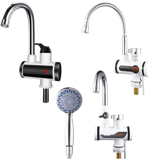 Kitchen Hot and Cold Dual-use Instant Faucets EU Plug, Style: Oblique Screen Type by buy2fix