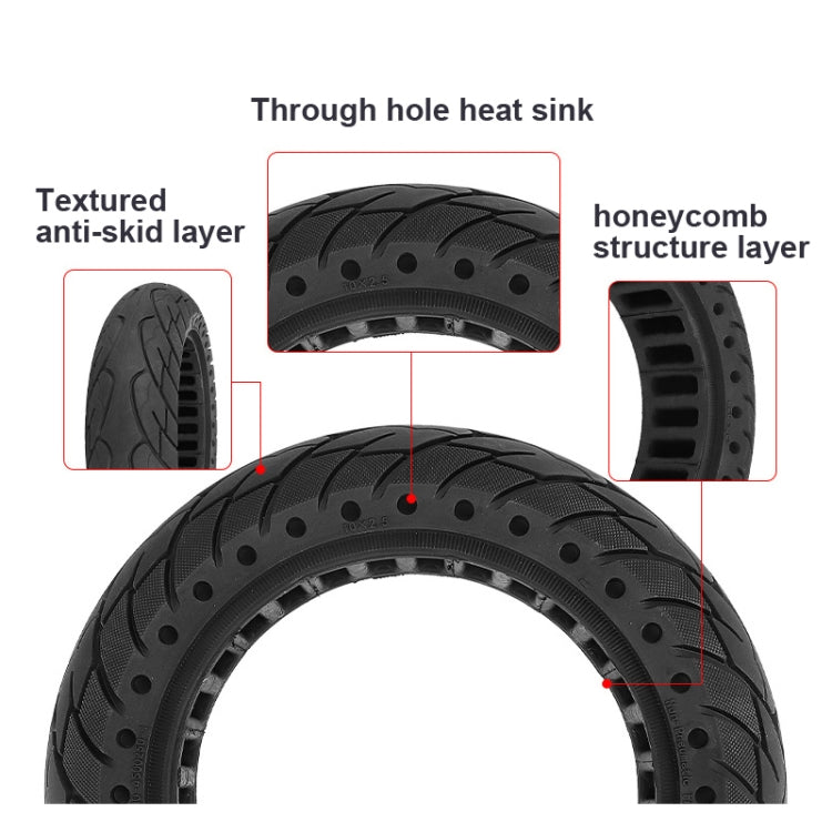 10 Inch Soid Tire Shock Absoption Tubeless Honeycomb Tyre for Ninebot Max G30 by buy2fix