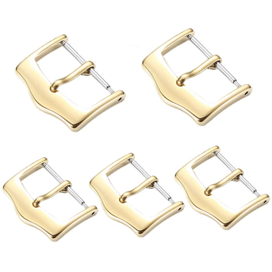 5pcs IP Plated Stainless Steel Pin Buckle Watch Accessories, Color: Gold 14mm
