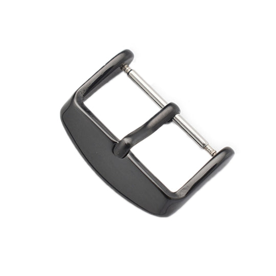 5pcs IP Plated Stainless Steel Pin Buckle Watch Accessories, Color: Black 20mm