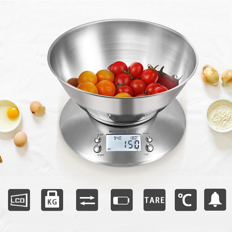 5kg/1g  High Precision Kitchen Scale Roasting Electronic Scale Coffee Scale with  Alarm Timer(Silver) - Kitchen Scales by buy2fix | Online Shopping UK | buy2fix