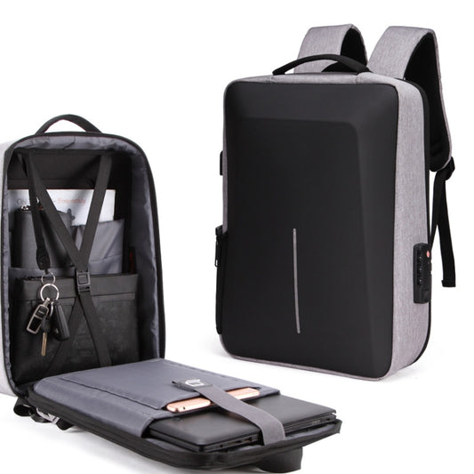 Men Business Shoulder USB External Interface Computer Bag, Color: 8001 Gray by buy2fix
