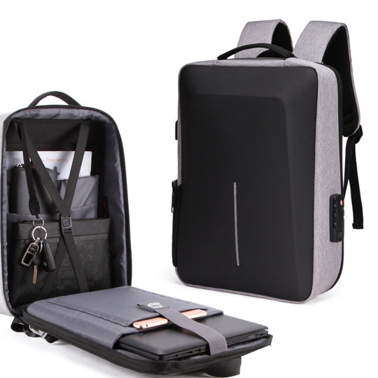 Sac à dos à coque rigide avec cadre en alliage, sac d'ordinateur antivol pour hommes, couleur: 8001 gris