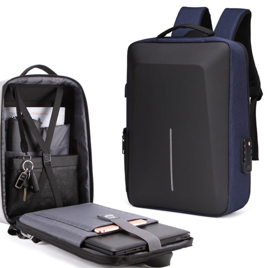 Sac à dos à coque rigide avec cadre en alliage, sac d'ordinateur antivol pour hommes, couleur: 8001 bleu