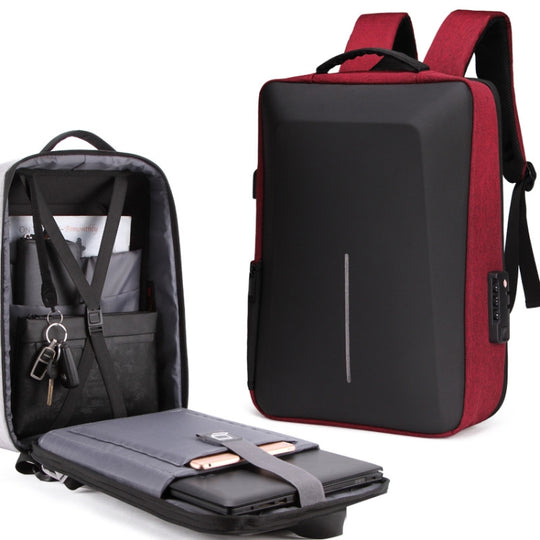 Sac à dos à coque rigide avec cadre en alliage, sac d'ordinateur antivol pour hommes, couleur: 8001 rouge