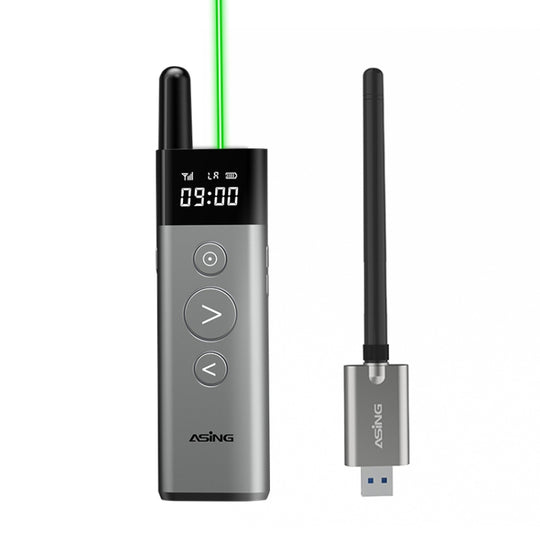ASiNG A10 Green Light PPT Page Turning Pen Stylo de présentation télécommandé, capacité: 32G (gris)