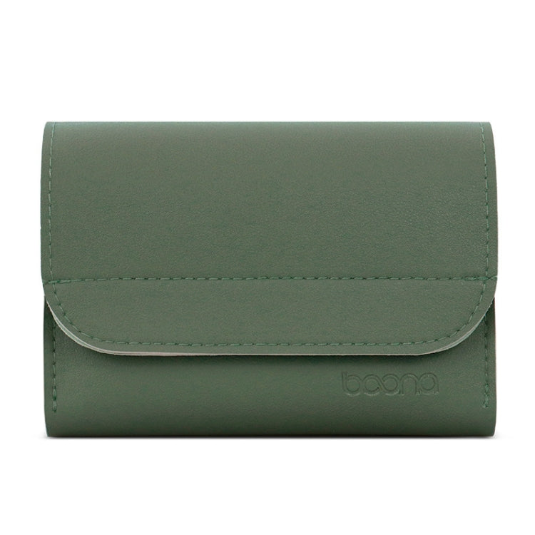 Baona BN-Q009 Small Leather Mouse Charger Storage Bag(Gray Green+Light Green) - Digital Storage Bag by Baona | Online Shopping UK | buy2fix