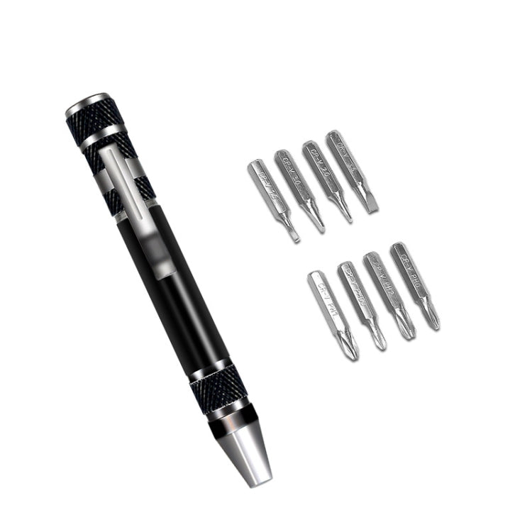 8 In 1 Screwdriver Aluminum Alloy Combination Disassembly Pen Repair Screwdriver(Black) - Screwdriver Tools by buy2fix | Online Shopping UK | buy2fix