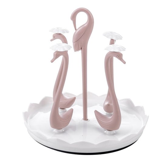 Home Portable Drainer Cup Holder With Rotatable Tray, Specification: Four Cups(Light Pink)