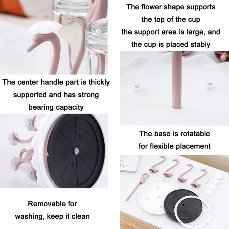 Home Portable Drainer Cup Holder With Rotatable Tray, Specification: Six Cups(Light Pink) - Shelf by buy2fix | Online Shopping UK | buy2fix