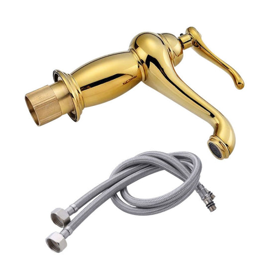 Hot And Cold Mixed Water Basin Imitation Water Faucet, Style: Short Model+Water Inlet Pipe by buy2fix