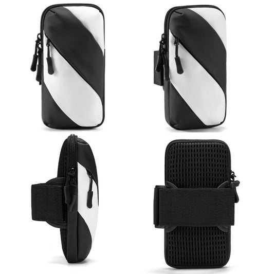 Running Mobile Phone Arm Bag Outdoor Equipment Wrist Bag(Black White) - 5.5~6.5 inch by buy2fix | Online Shopping UK | buy2fix
