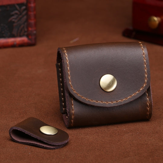 S122 Vintage Mini Leather Headphone Bag(Coffee)