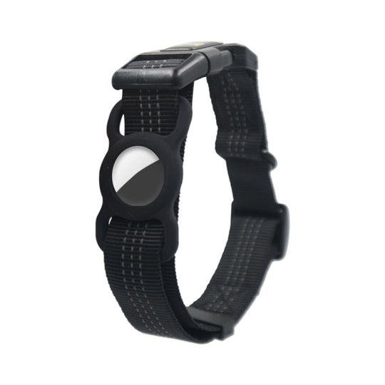 PUGGA GG1002 Polyester Dog GPS Device Protector Collar For AirTag 2nd Gen / AirTag 1st Gen, Size: L(Black)