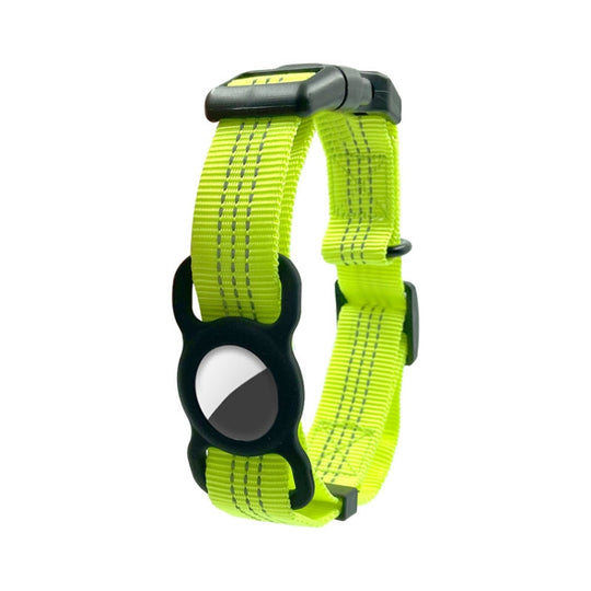 PUGGA GG1002 Polyester Dog GPS Device Protector Collar For AirTag 2nd Gen / AirTag 1st Gen, Size: L(Fluorescent Green)