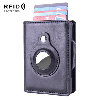 X-80 RFID Anti-theft Brushed Leather Card Holder For AirTag(Black) - Wallet Series by buy2fix | Online Shopping UK | buy2fix