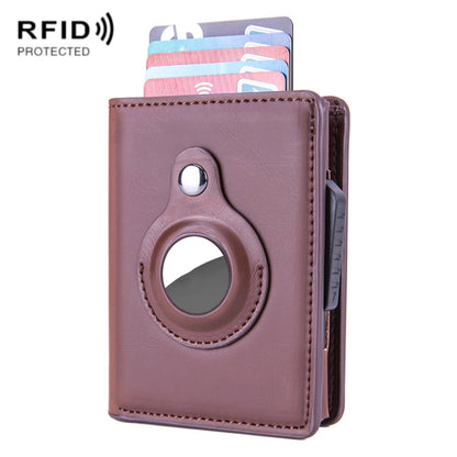 X-80 RFID Anti-theft Brushed Leather Card Holder For AirTag(Coffee) - Wallet Series by buy2fix | Online Shopping UK | buy2fix