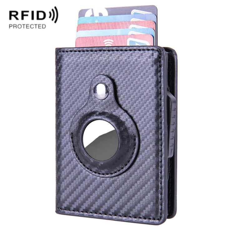 X-80 RFID Anti-theft Brushed Leather Card Holder For AirTag(Carbon Fiber Black) - Wallet Series by buy2fix | Online Shopping UK | buy2fix