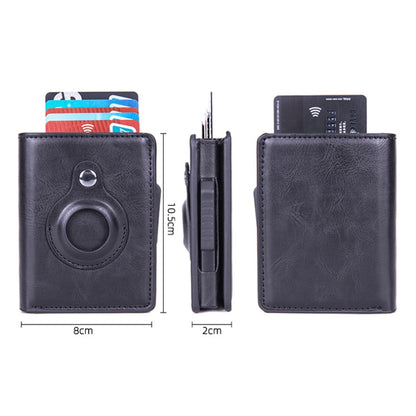 X-80 RFID Anti-theft Brushed Leather Card Holder For AirTag(Black) - Wallet Series by buy2fix | Online Shopping UK | buy2fix