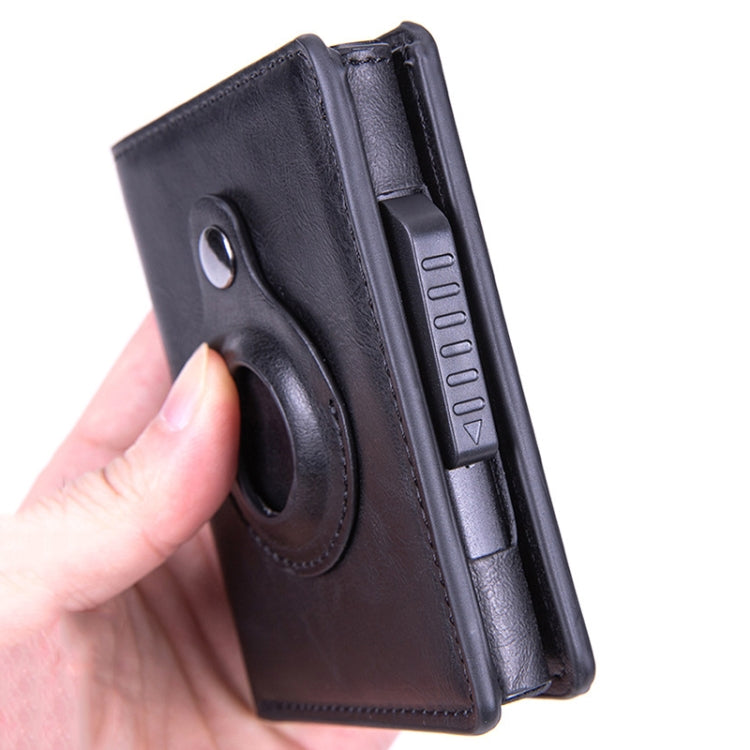 X-80 RFID Anti-theft Brushed Leather Card Holder For AirTag(Coffee) - Wallet Series by buy2fix | Online Shopping UK | buy2fix