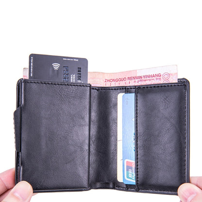 X-80 RFID Anti-theft Brushed Leather Card Holder For AirTag(Coffee) - Wallet Series by buy2fix | Online Shopping UK | buy2fix