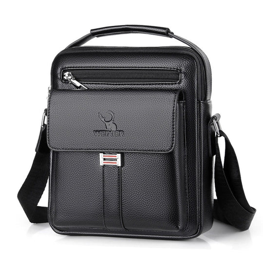 WEIXIER D244 Men Shoulder Bag Large Capacity Business Retro Messenger Bag(Black)