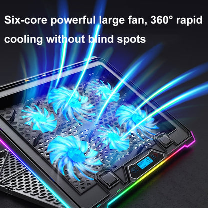 ICE COOREL K15 6-Fans Adjustable LCD Screen Laptop Stand Radiator With RGB Atmosphere Light(Black) - Cooling Pads by ICE COOREL | Online Shopping UK | buy2fix