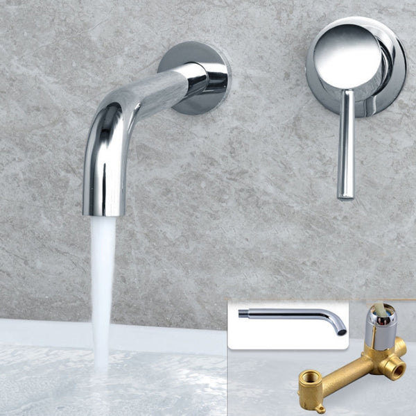 In-wall Hidden Concealed Faucet Hot and Cold Copper Mixing Valve, Specification: Silver Conjoined by buy2fix