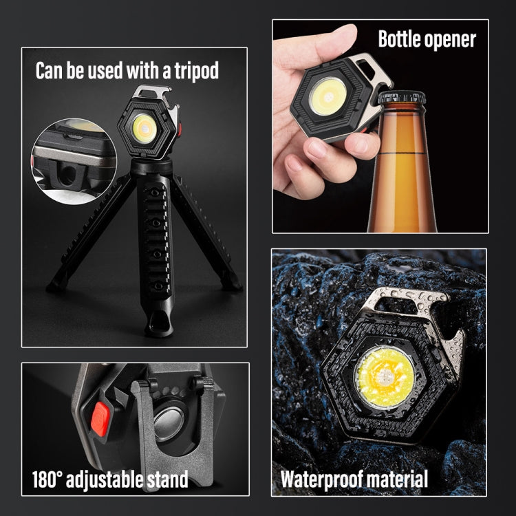 E-SMARTER W5131 Mini Keychain Strong Light Portable Flashlight, Specification: Black+Tripod - Mini Flashlight by E-SMARTER | Online Shopping UK | buy2fix