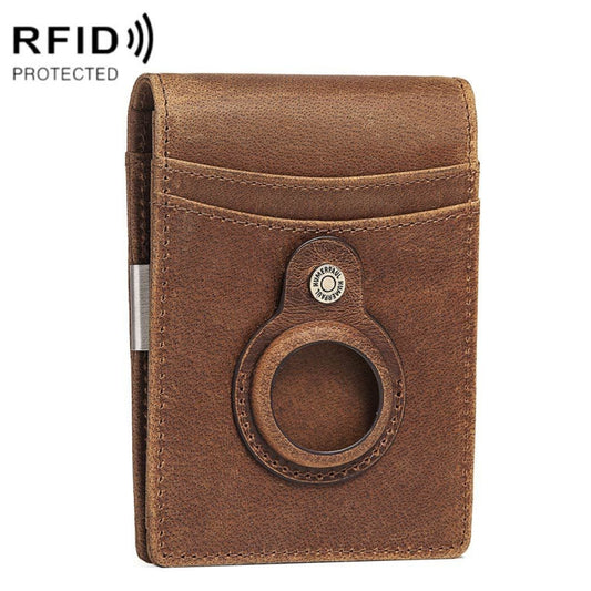 HUMERPAUL BP993 RFID Anti-Theft Brush Pocket Card Bag Suitable For AirTag(Brown) - Wallet Series by HUMERPAUL | Online Shopping UK | buy2fix