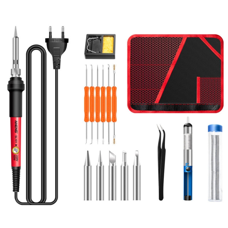 ANENG SL101 17pcs/set Rotary Thermostat Household Constant Temperature Soldering Iron Set 60W Internal Heat Welding Tool Kit(EU Plug) - Electric Soldering Iron by ANENG | Online Shopping UK | buy2fix