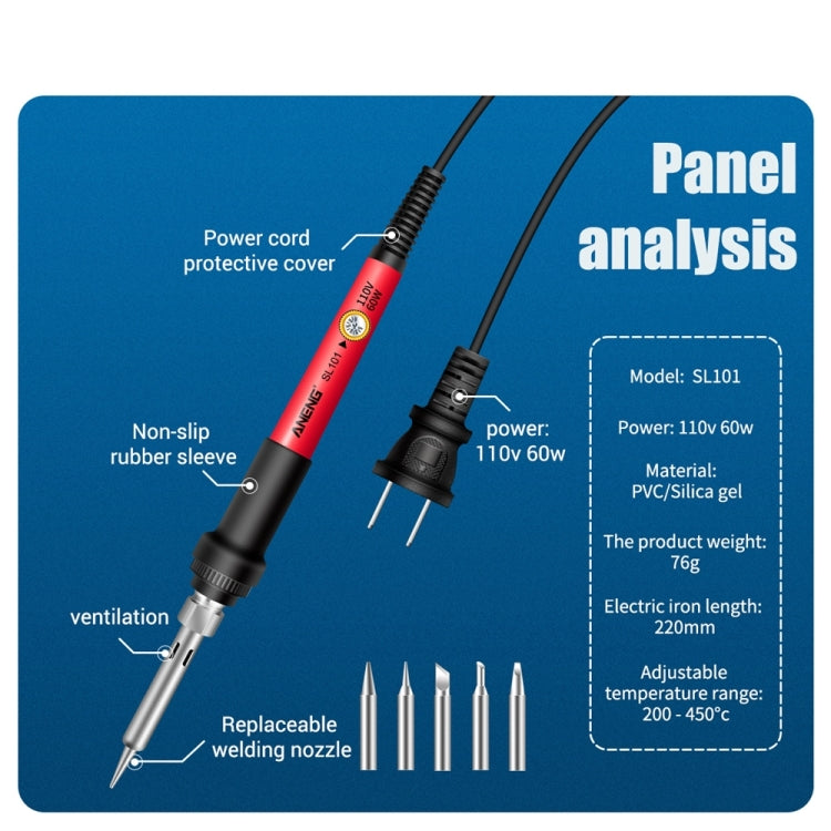 ANENG SL101 17pcs/set Rotary Thermostat Household Constant Temperature Soldering Iron Set 60W Internal Heat Welding Tool Kit(EU Plug) - Electric Soldering Iron by ANENG | Online Shopping UK | buy2fix