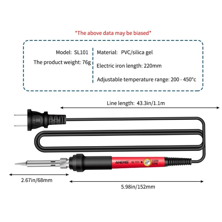 ANENG SL101 24pcs/set Rotary Thermostat Household Constant Temperature Soldering Iron Set 60W Internal Heat Welding Tool Kit(US Plug) - Electric Soldering Iron by ANENG | Online Shopping UK | buy2fix