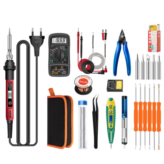 ANENG SL102 24pcs/set Digital Thermostat Household Constant Temperature Soldering Iron Set 60W Internal Heat Welding Tool Kit(EU Plug) - Electric Soldering Iron by ANENG | Online Shopping UK | buy2fix