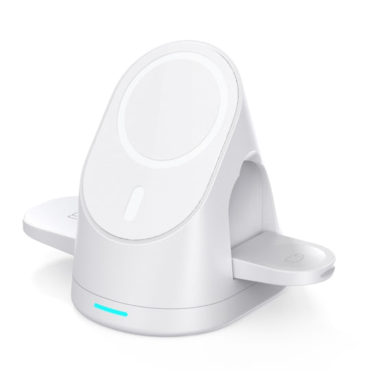 LFX-179 Magnetic Vertical 3 in 1 Wireless Charging Bracket for Smartphone iWatch AirPods(White)