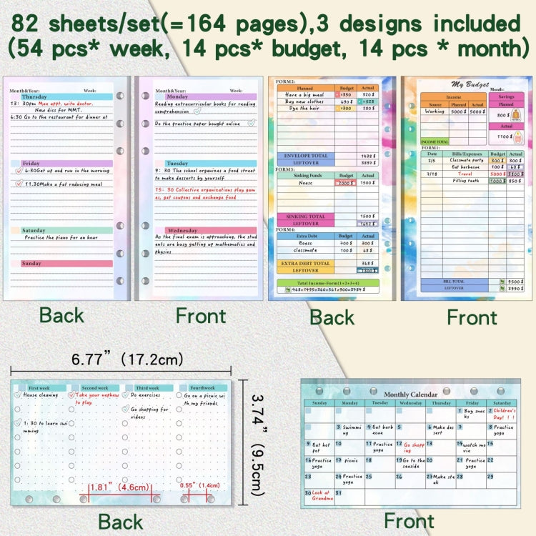 A6 Cash Budget Book Schedule Weekly Plan Monthly Plan Loose-leaf Notepad(White) - Notebooks by buy2fix | Online Shopping UK | buy2fix