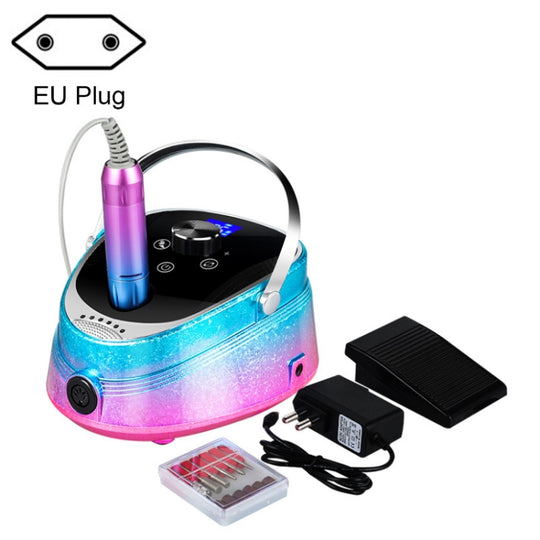 Ice Flower Gradient Rechargeable Low Noise Nail Polishing Machine, Specification: EU Plug (Pink Blue)