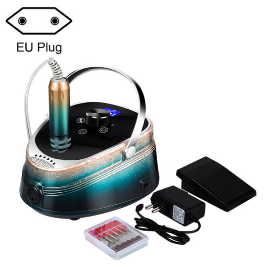 Ice Flower Gradient Rechargeable Low Noise Nail Polishing Machine, Specification: EU Plug (Yellow Green)