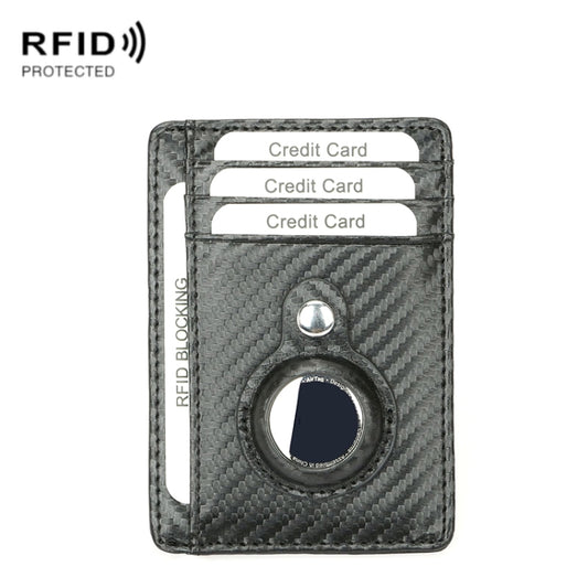 TQ-319 Anti-Theft Anti-Lost Tracker Leather Card Holder For AirTag, Style: Carbon Fiber (Black) - Wallet Series by buy2fix | Online Shopping UK | buy2fix