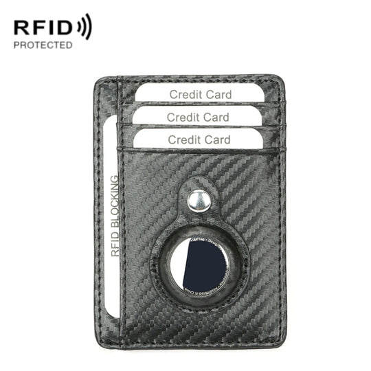 TQ-319 Anti-Theft Anti-Lost Tracker Leather Card Holder For AirTag 2nd Gen / AirTag 1st Gen, Style: Carbon Fiber (Black)
