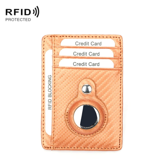 TQ-319 Anti-Theft Anti-Lost Tracker Leather Card Holder For AirTag 2nd Gen / AirTag 1st Gen, Style: Carbon Fiber (Brown)